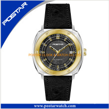 Relógio de quartzo estilo simples para homens com pulseira de couro genuíno
